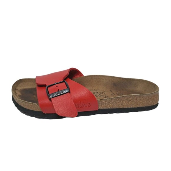 Birkenstock Madrid Womens Size 7 Sandal Red Black Buckle Slide Adjustable Birkis - Picture 3 of 9